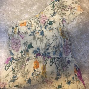 Asymmetrical floral top